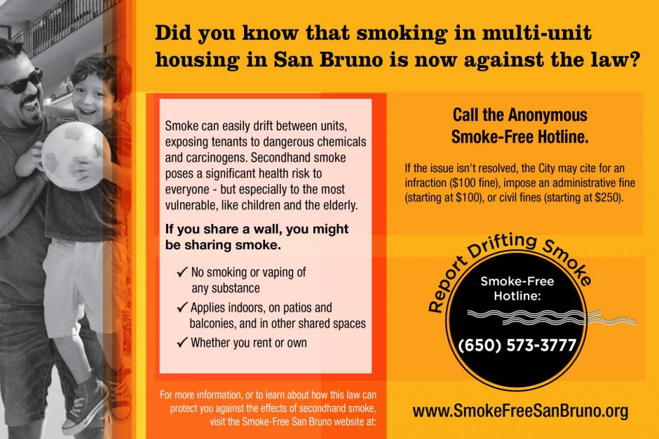 Call the Anonyous Smoke-Free Hotline @ (650) 573-3777 to report drifting smoke. 